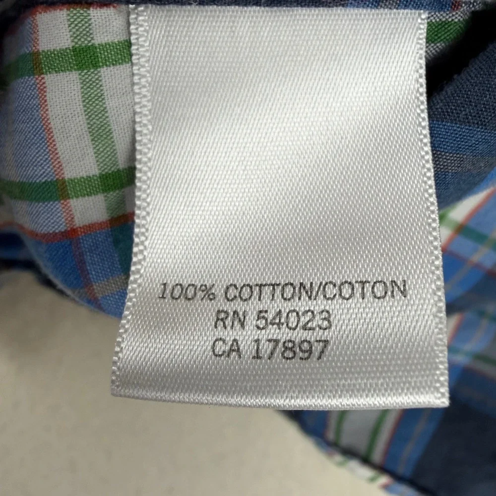 Banana Republic Mens XL‎ Blue Green Plaid Short Sleeve Button Down Shirt